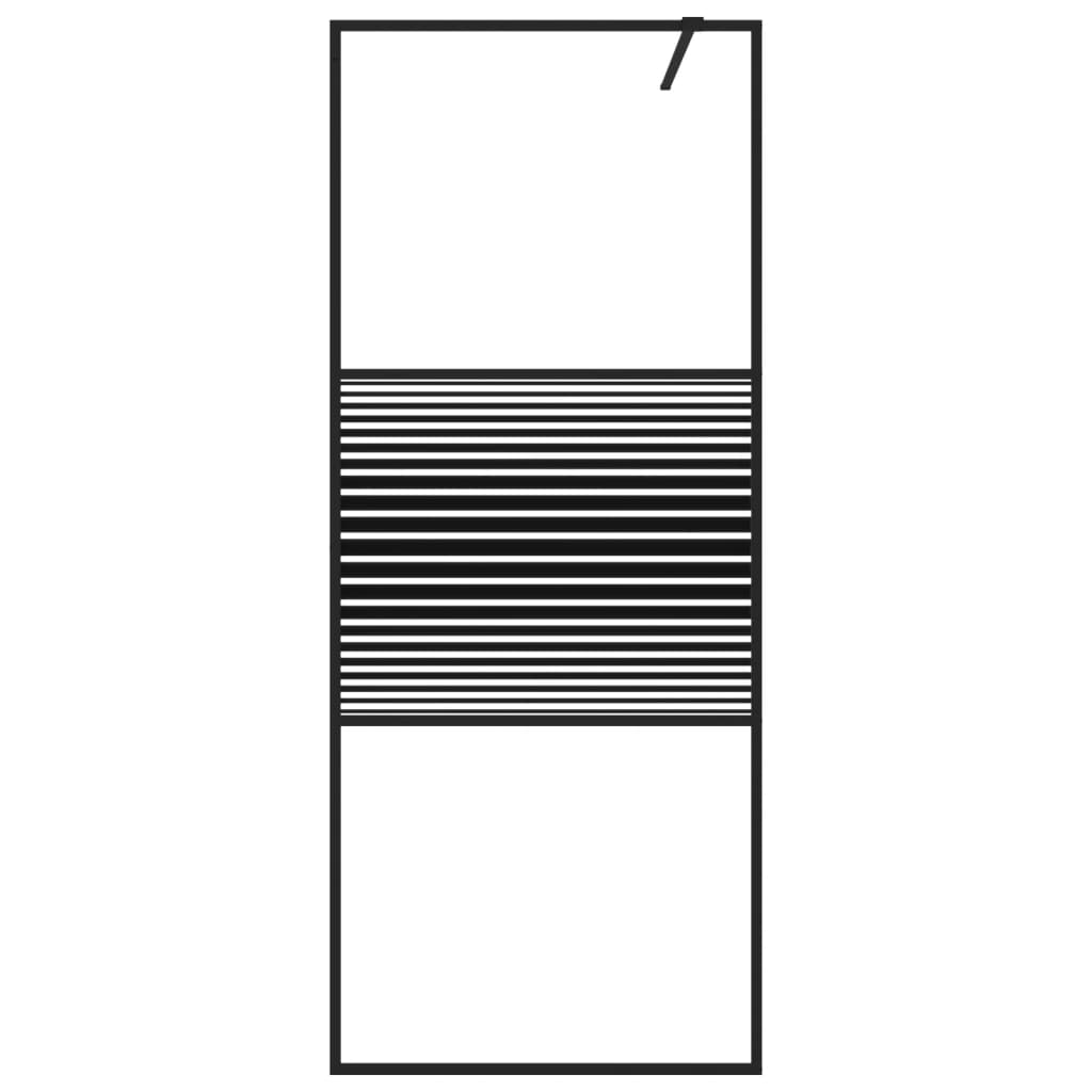Duschwand für Begehbare Dusche Schwarz 80x195 cm ESG-Glas Klar