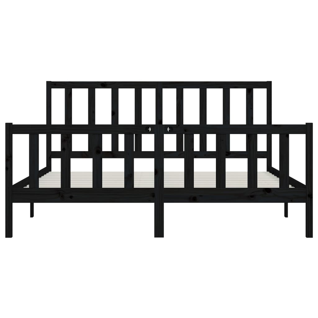 Massivholzbett Schwarz 200x200 cm