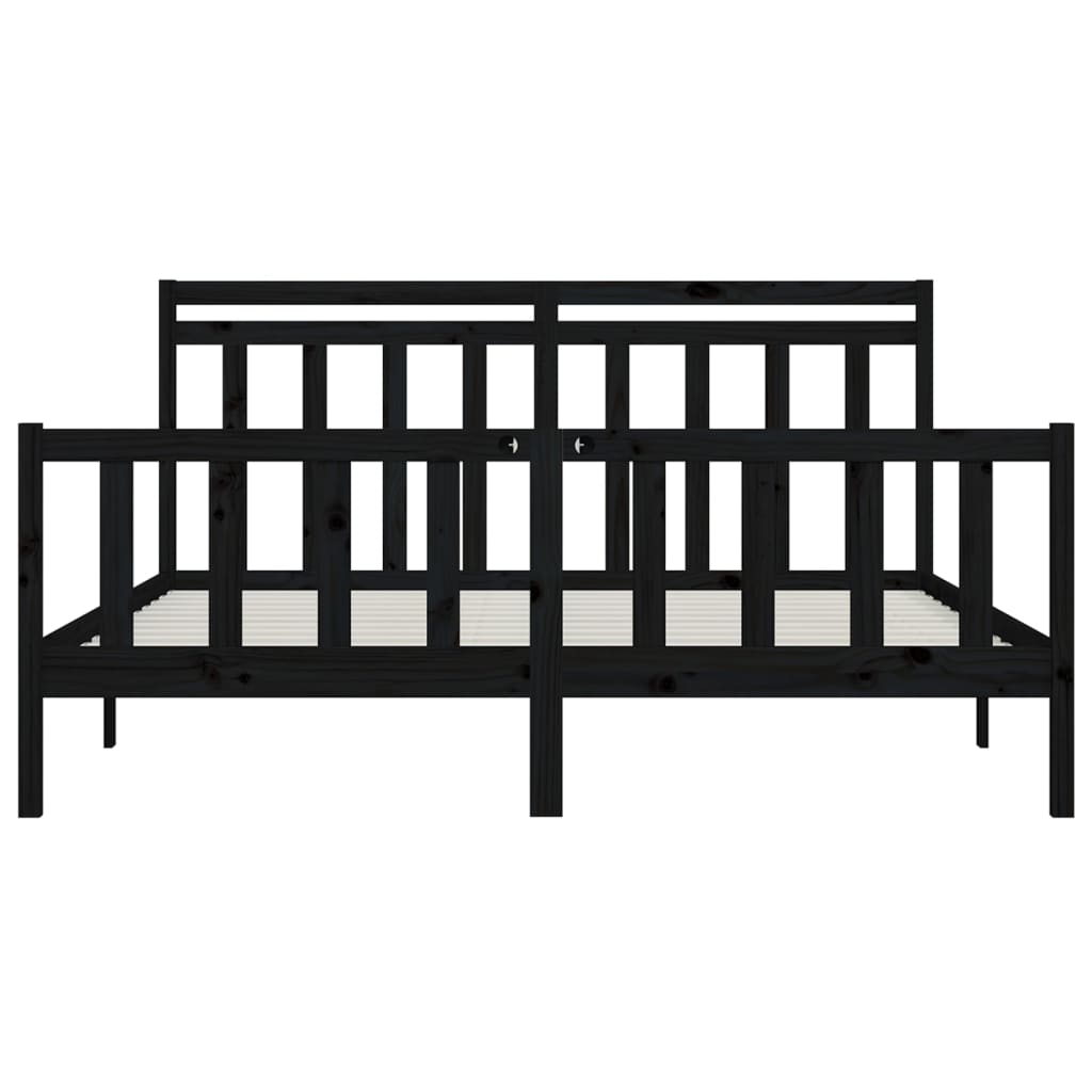 Massivholzbett Schwarz Kiefer 200x200 cm