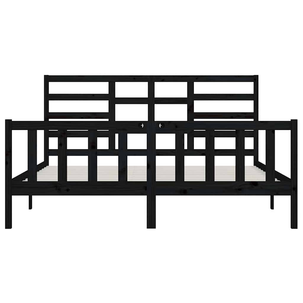 Massivholzbett Schwarz Kiefer 200x200 cm