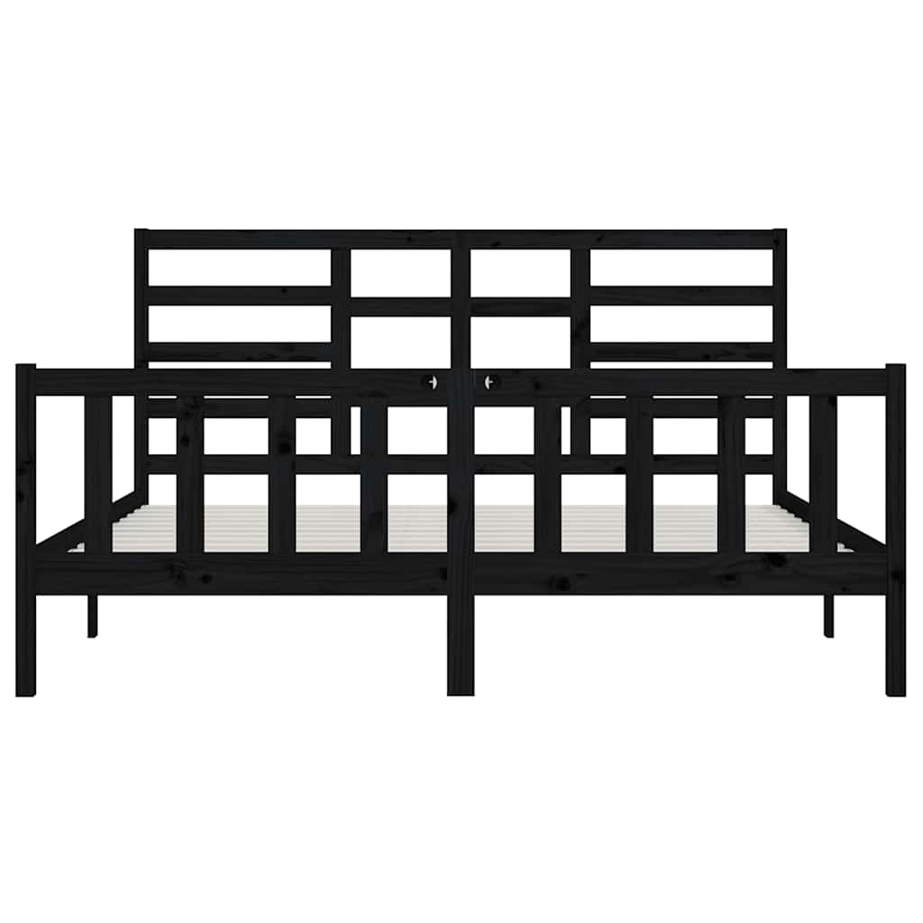 Massivholzbett Schwarz Kiefer 200x200 cm
