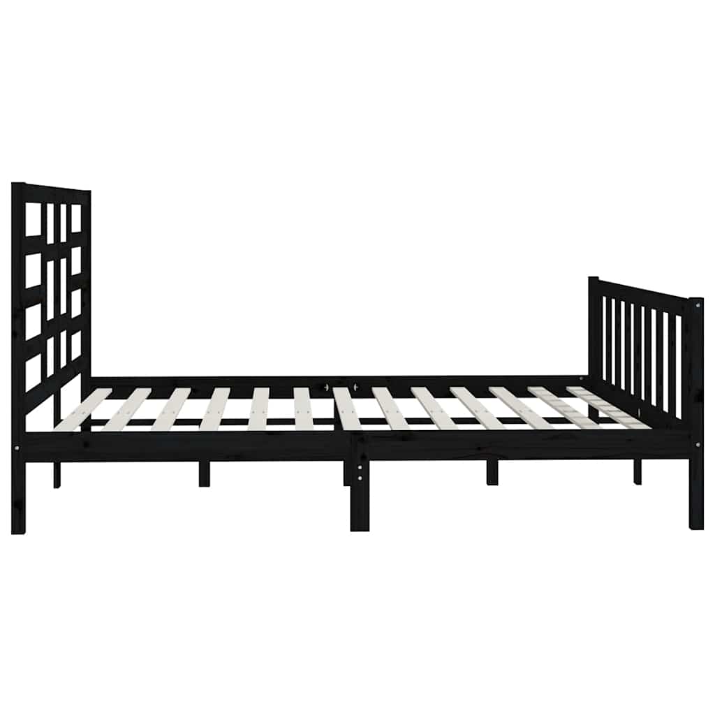Massivholzbett Schwarz Kiefer 200x200 cm