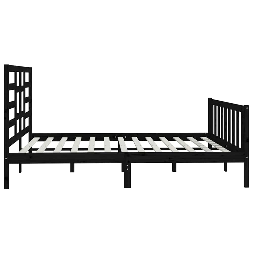 Massivholzbett Schwarz Kiefer 200x200 cm