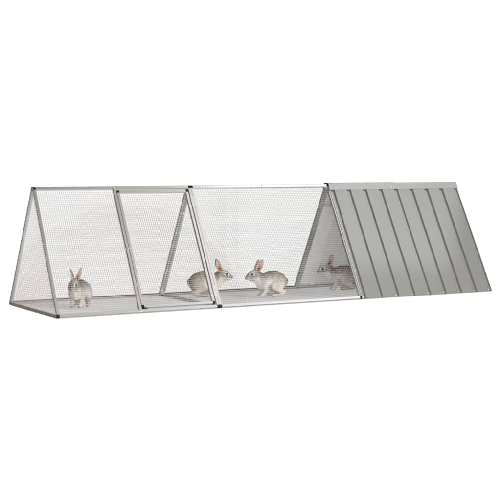Kaninchenkäfig Grau 302,5 x 80,5 x 71 cm Verzinkter Stahl