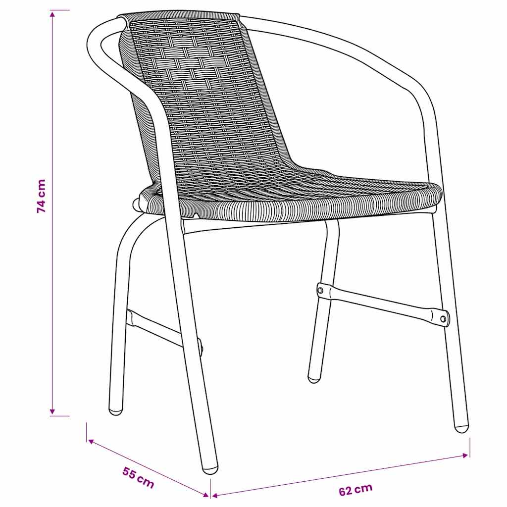 Gartenstühle 4 Stk. Rattan-Optik Kunststoff und Stahl 110 kg