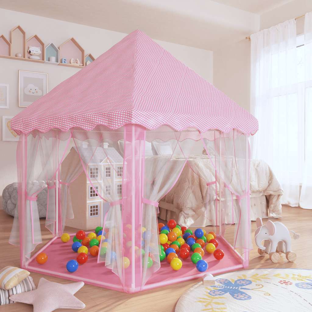 Tente de jeu princesse avec 250 balles rose 133x140 cm