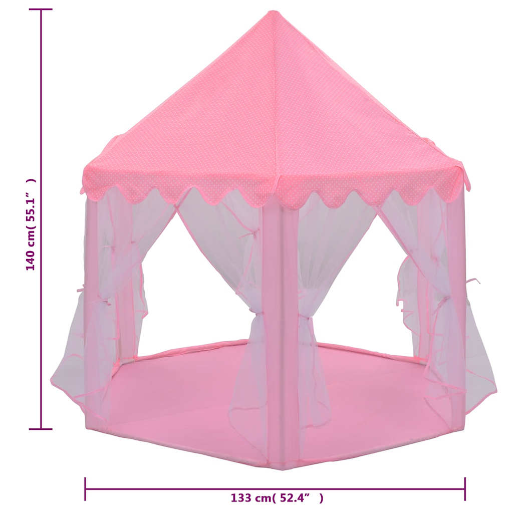 Tente de jeu princesse avec 250 balles rose 133x140 cm