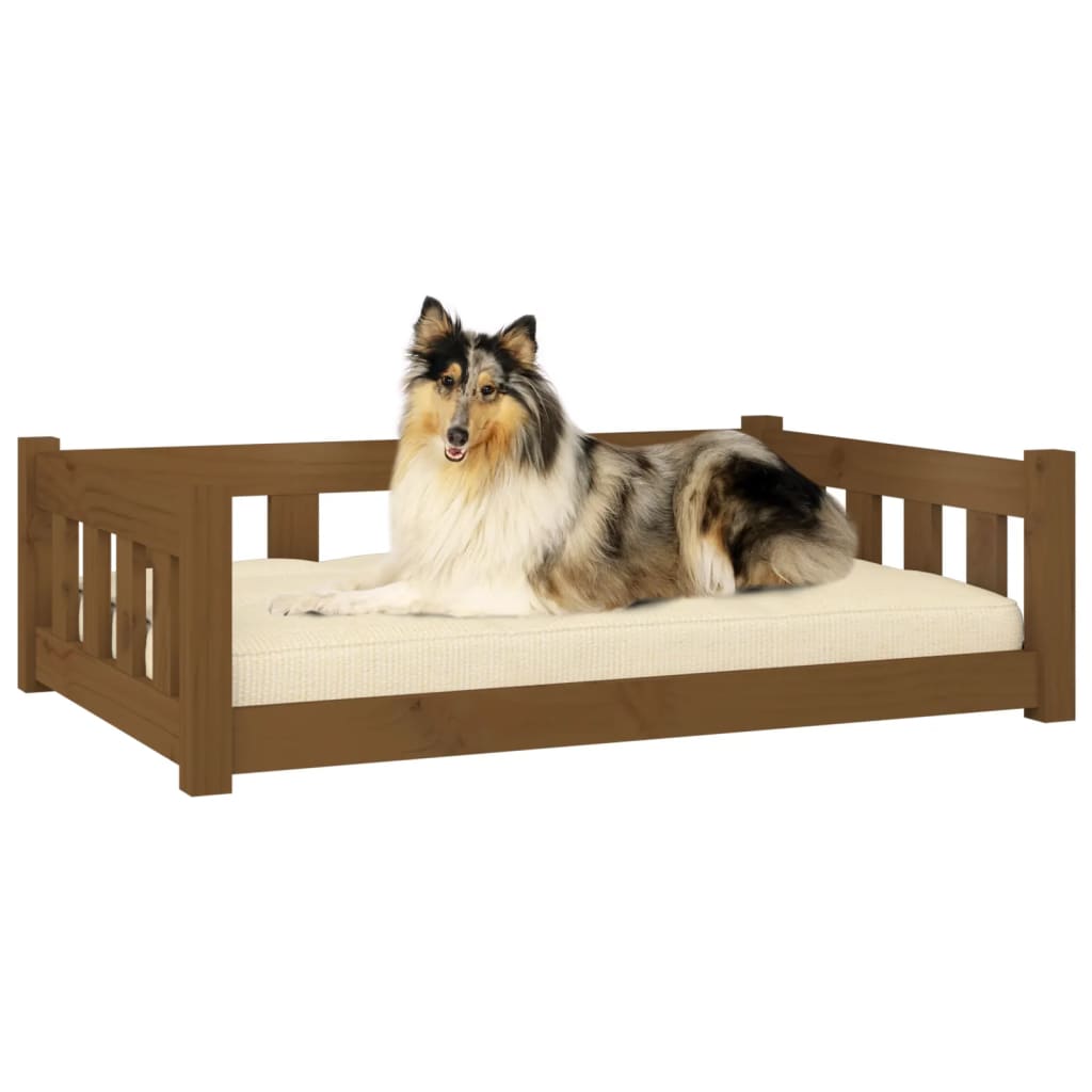 Hundebett Honigbraun 95,5x65,5x28 cm Massivholz Kiefer