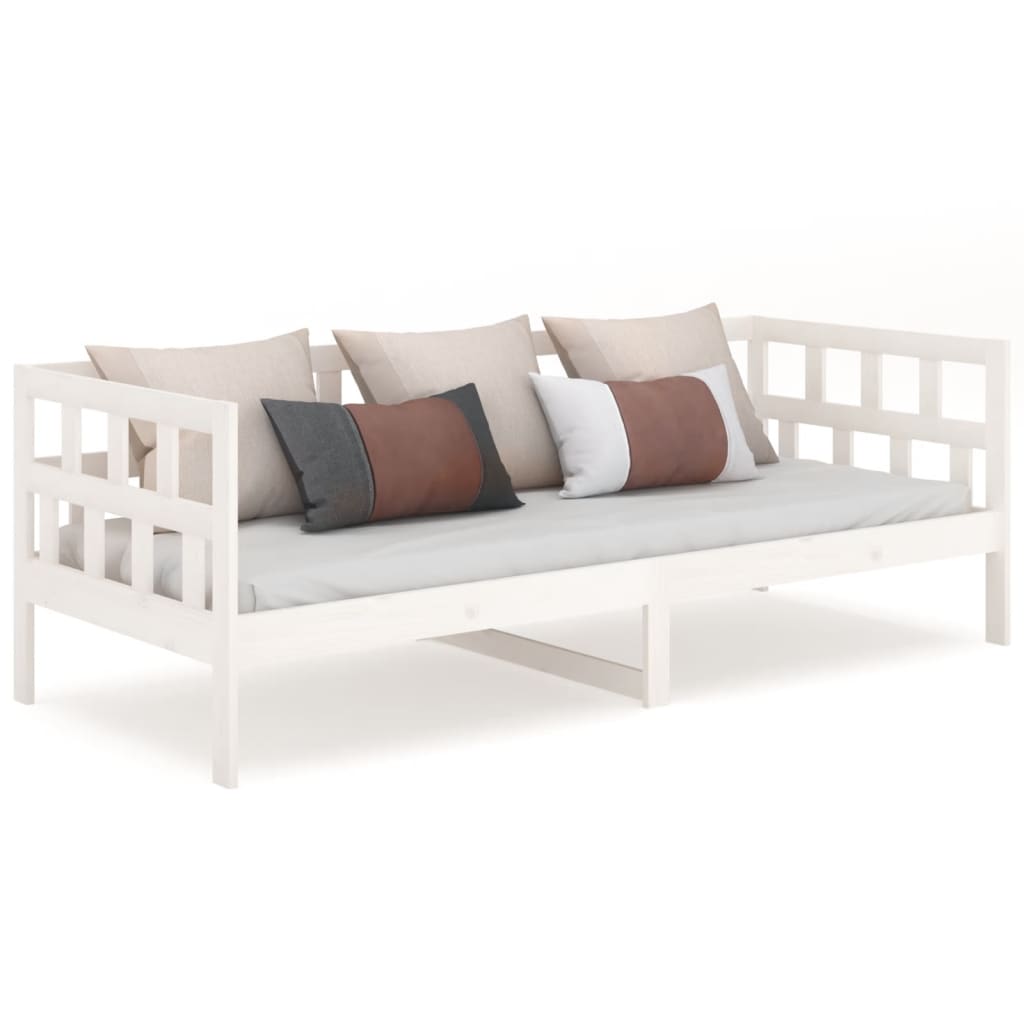 Lit de repos en pin massif blanc 90x200 cm