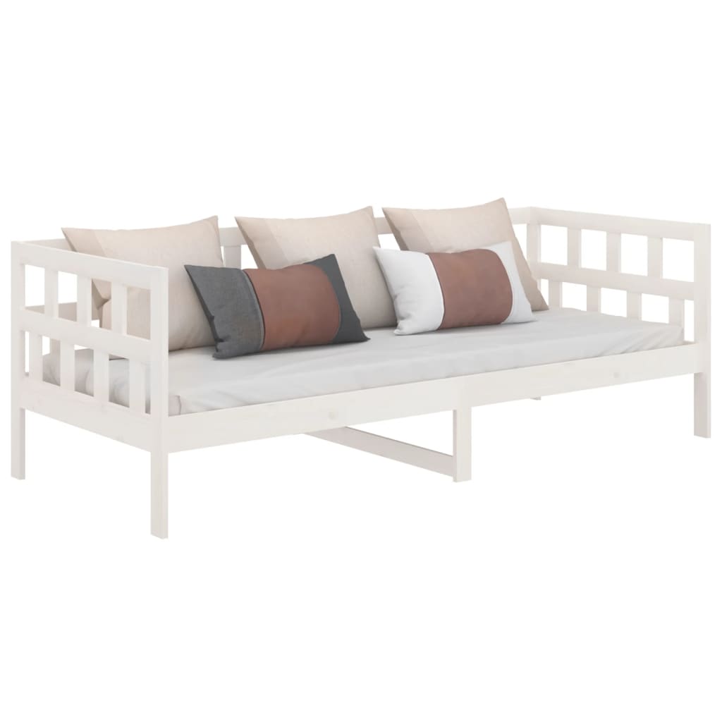 Lit de repos en pin massif blanc 90x200 cm