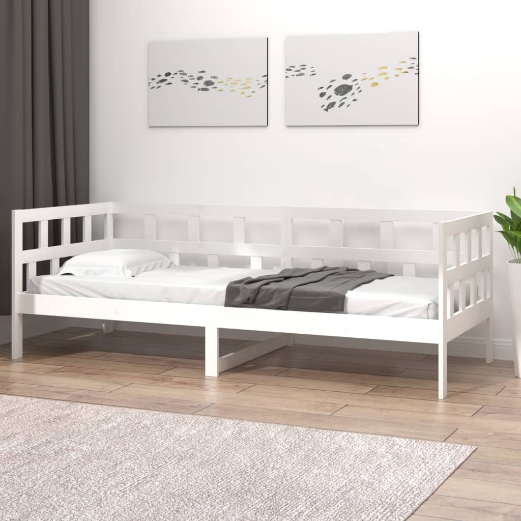 Lit de repos en pin massif blanc 90x200 cm