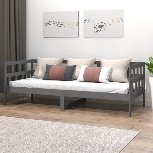 Lit de repos en pin massif gris 90x200 cm