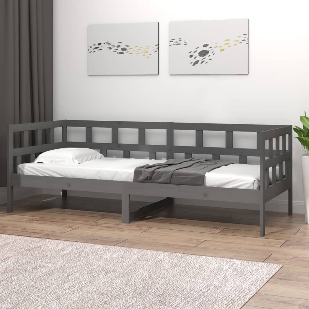 Lit de repos en pin massif gris 80x200 cm