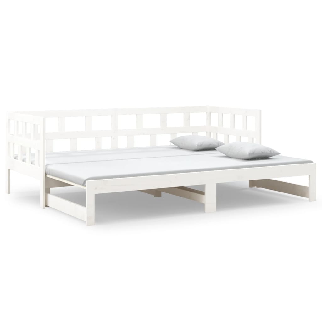 Lit de repos extensible en pin massif blanc 2x(90x200) cm