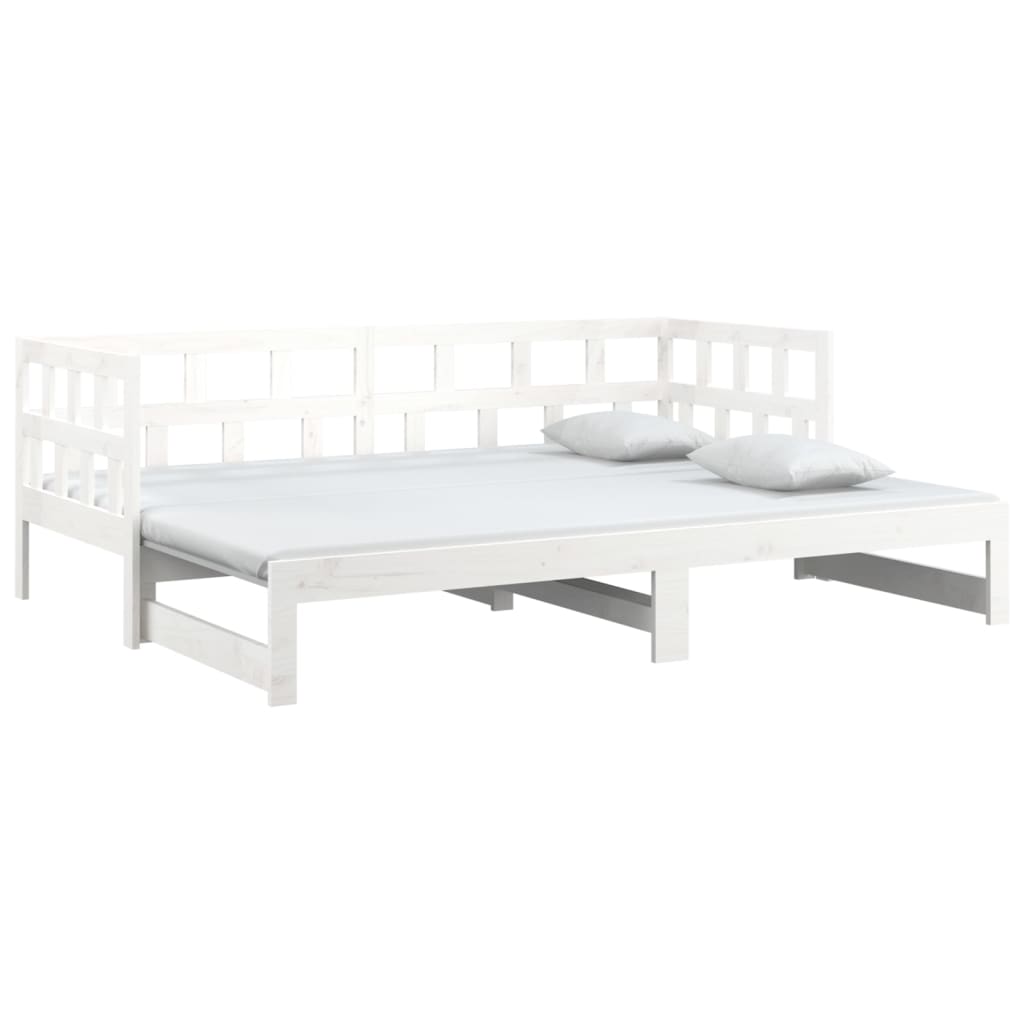 Lit de repos extensible en pin massif blanc 2x(90x200) cm