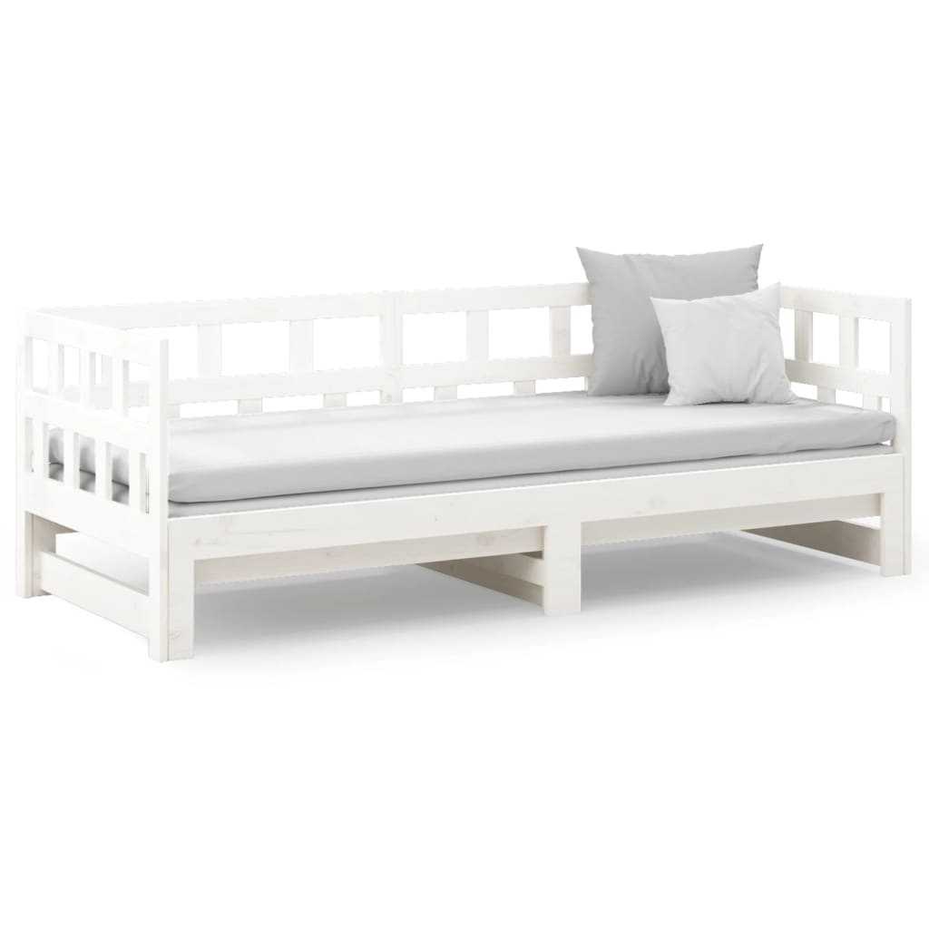 Lit de repos extensible en pin massif blanc 2x(90x200) cm