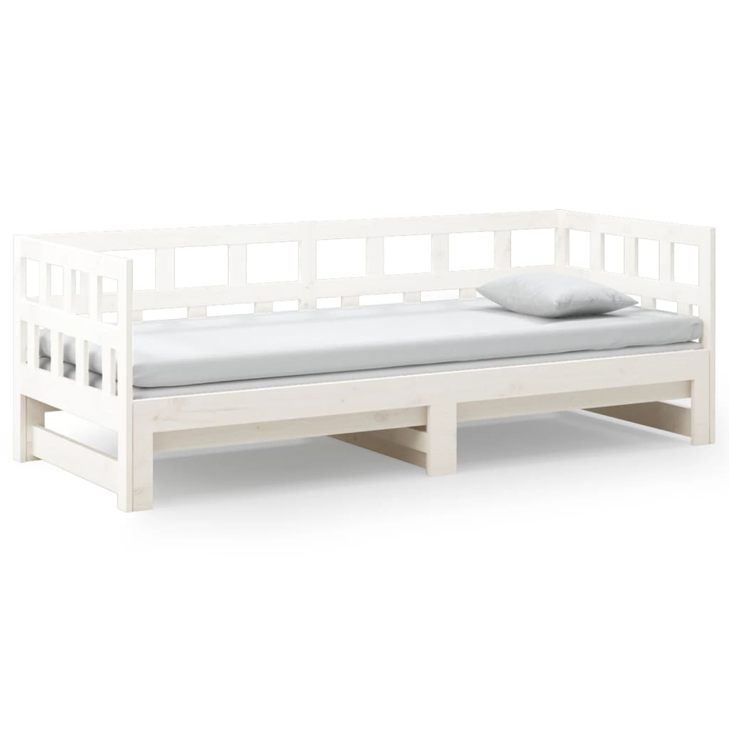 Lit de repos extensible en pin massif blanc 2x(90x200) cm