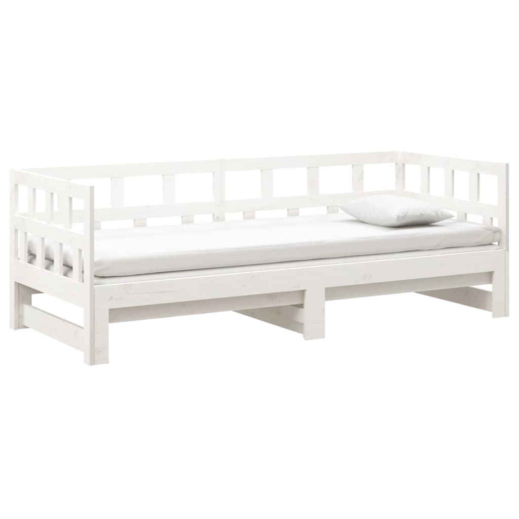 Lit de repos extensible en pin massif blanc 2x(90x200) cm