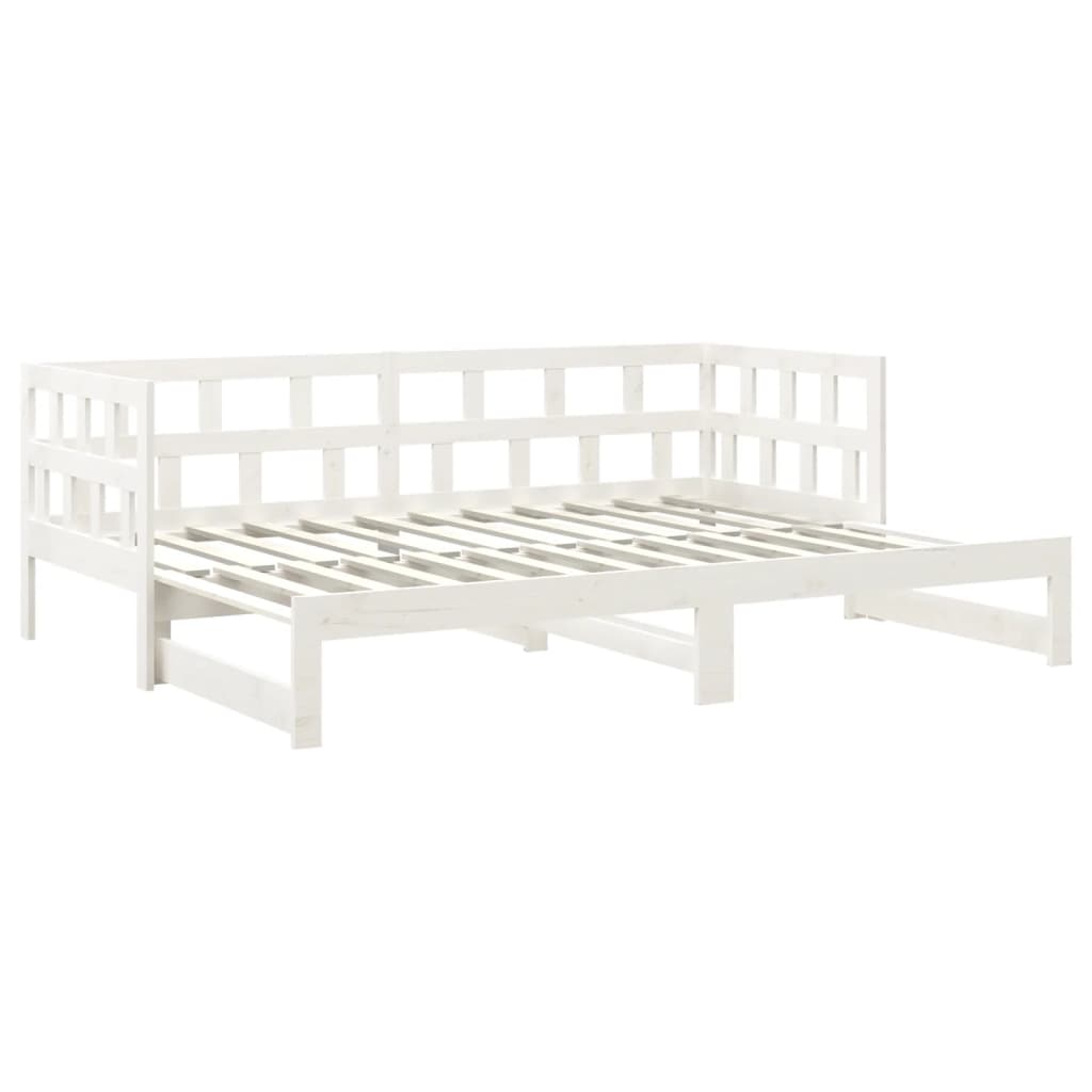 Lit de repos extensible en pin massif blanc 2x(90x200) cm