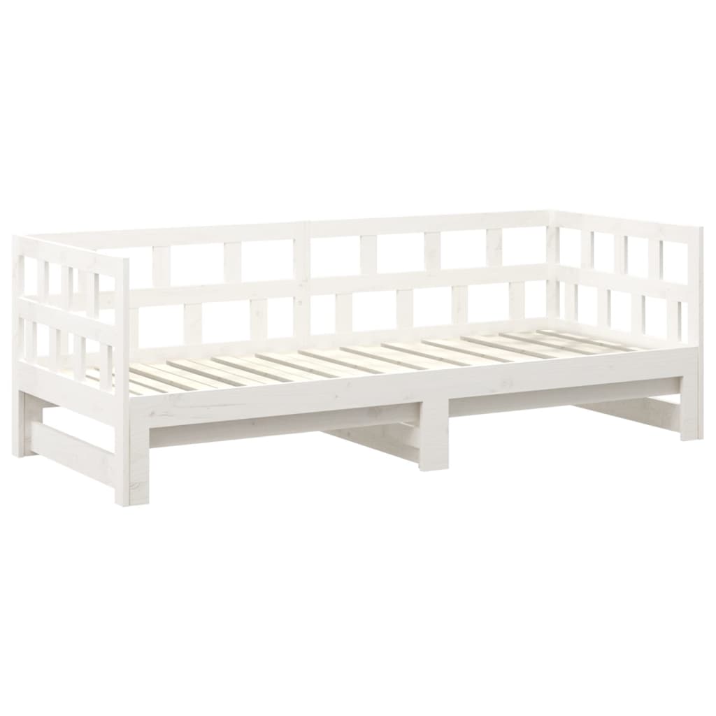 Lit de repos extensible en pin massif blanc 2x(90x200) cm