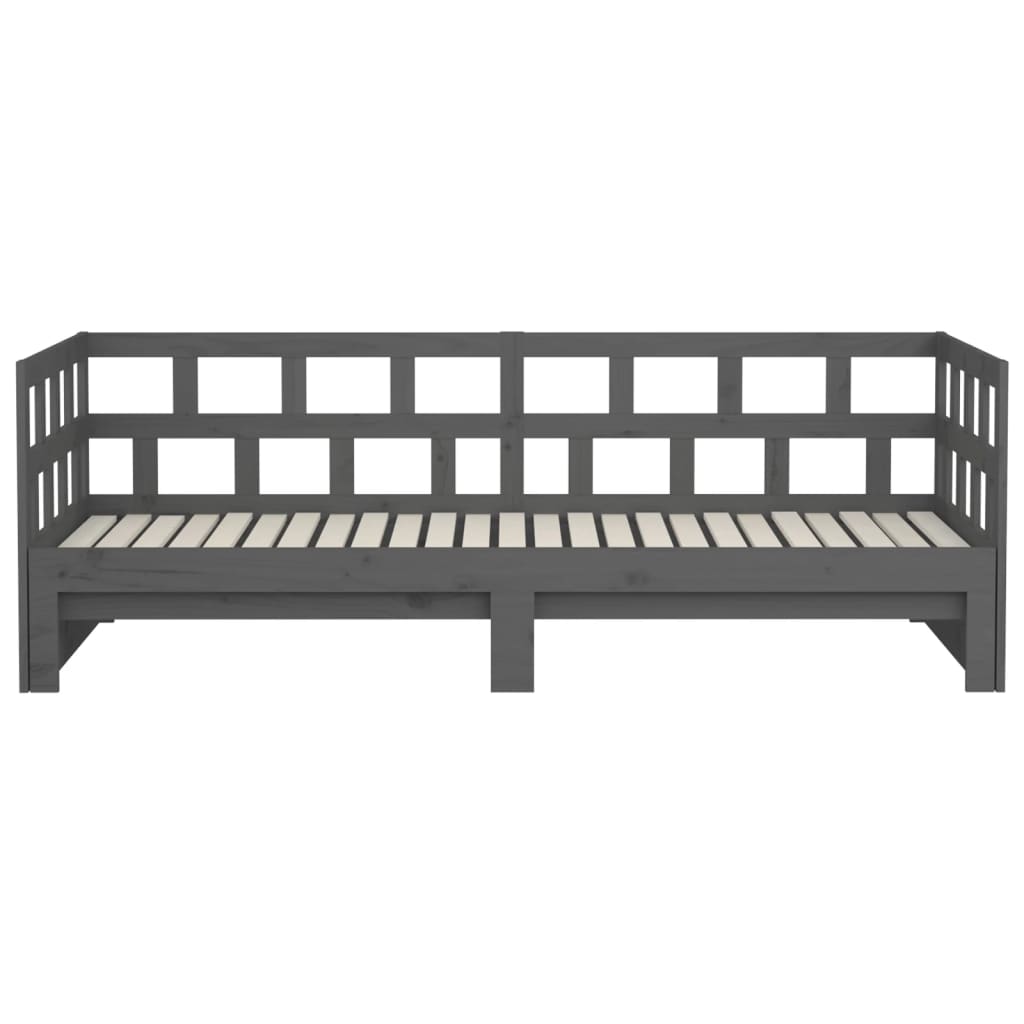 Lit de repos extensible en bois de pin massif gris 2x(90x200) cm