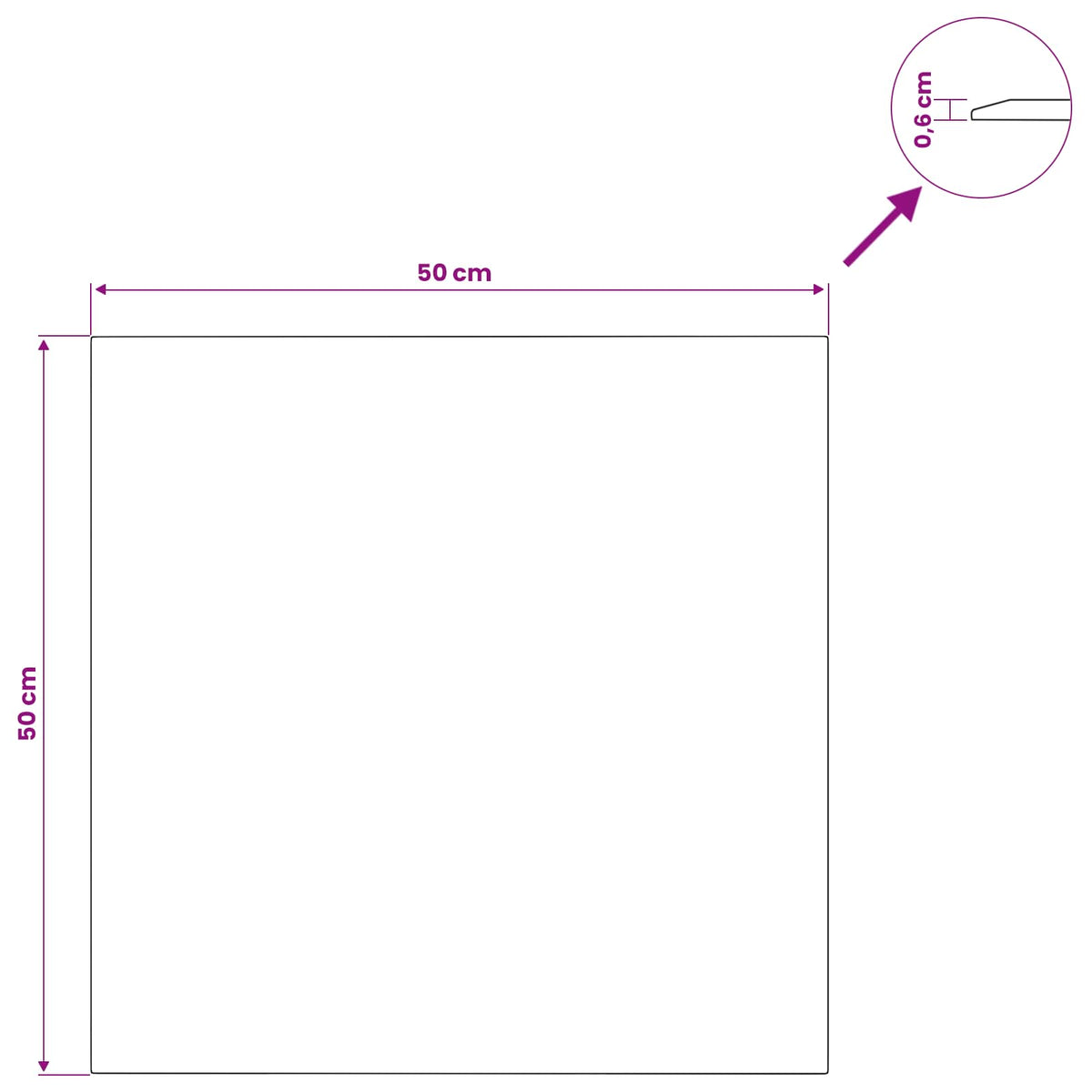 Tischplatte Transparent 50x50 cm Hartglas