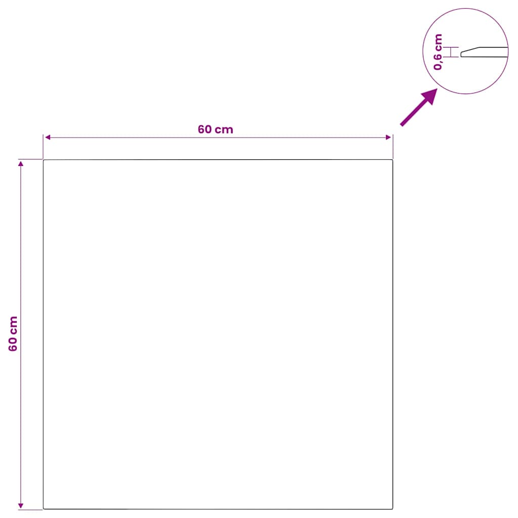 Tischplatte Transparent 60x60 cm Hartglas