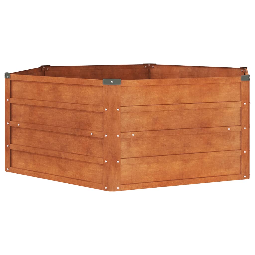 Jardinière surélevée rouillée 129x129x45 cm en acier Corten