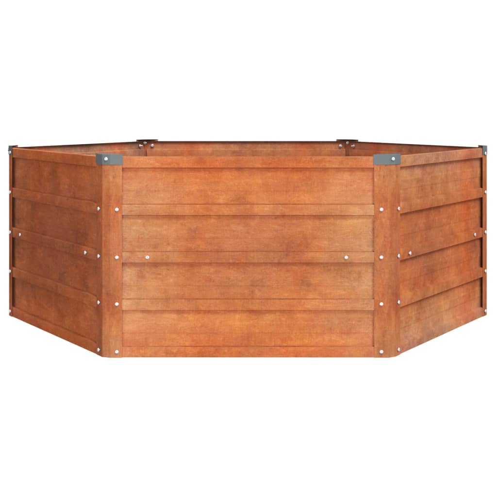 Jardinière surélevée rouillée 129x129x45 cm en acier Corten