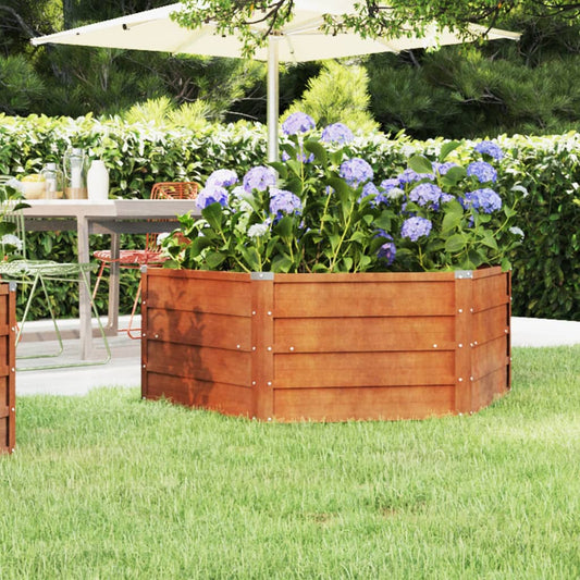 Jardinière surélevée rouillée 129x129x45 cm en acier Corten
