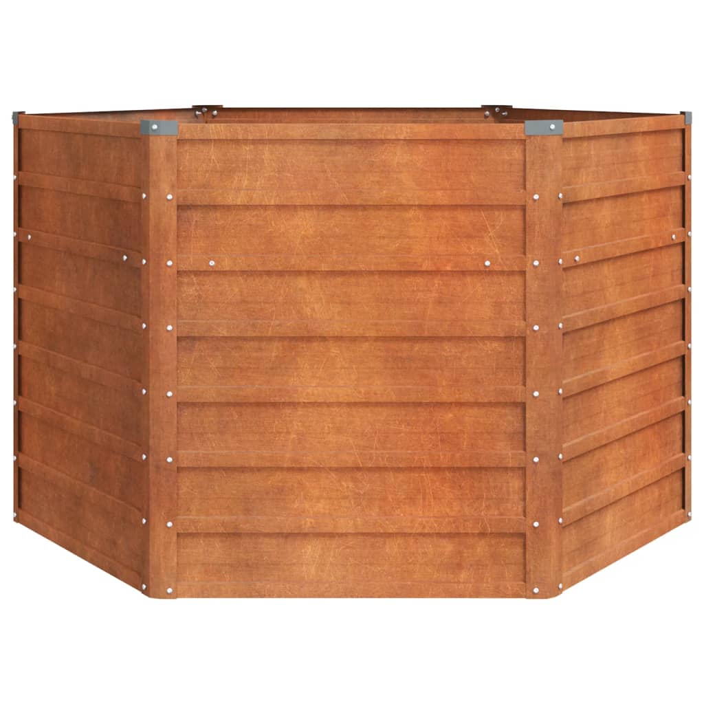 Jardinière surélevée rouillée 129x129x77 cm en acier Corten