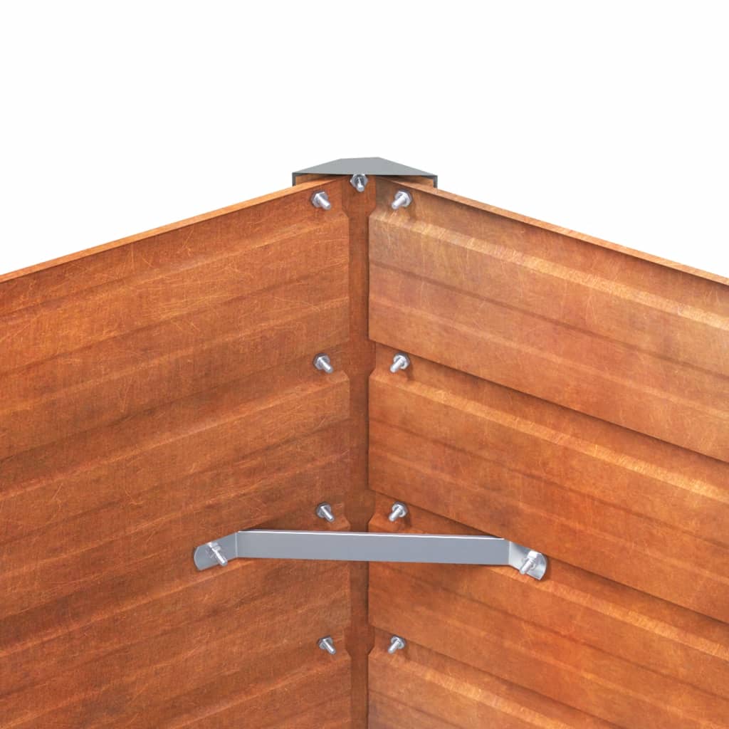 Jardinière surélevée rouillée 129x129x77 cm en acier Corten