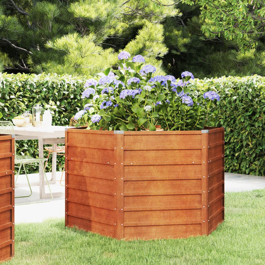 Jardinière surélevée rouillée 129x129x77 cm en acier Corten