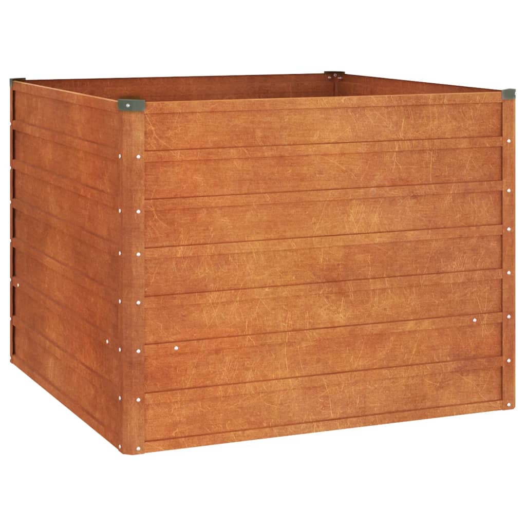 Jardinière surélevée rouillée 100x100x77 cm en acier Corten