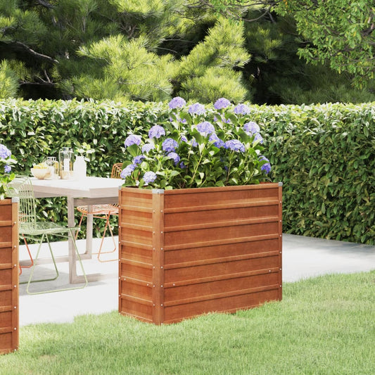 Jardinière surélevée rouillée 100x40x77 cm en acier Corten