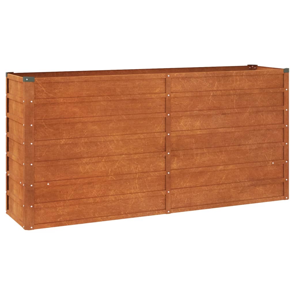Jardinière surélevée rouillée 160x40x77 cm en acier Corten
