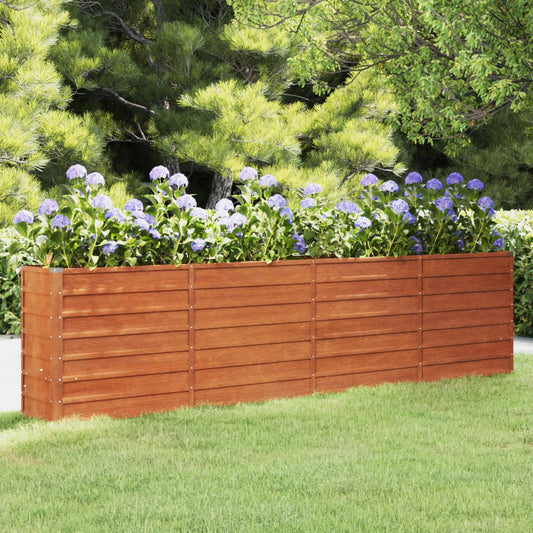 Jardinière surélevée rouillée 320x40x77 cm en acier Corten