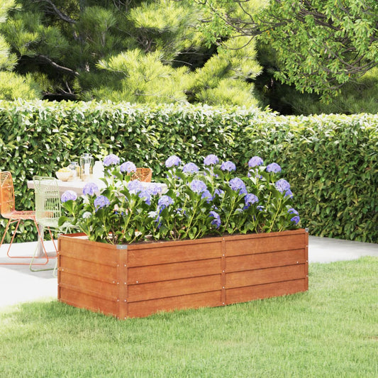 Jardinière surélevée rouillée 160x80x45 cm en acier Corten