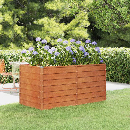 Jardinière surélevée rouillée 160x80x77 cm en acier Corten