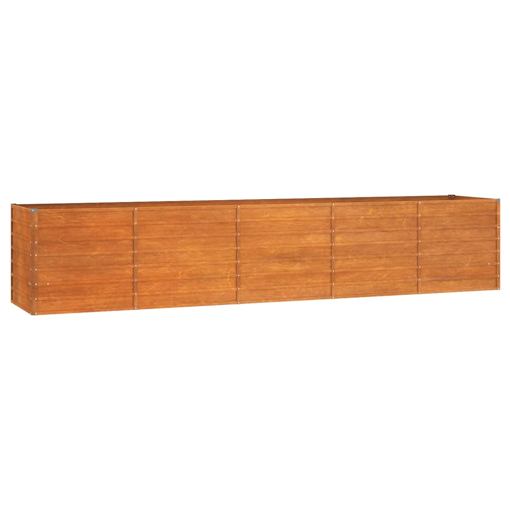 Jardinière surélevée rouillée 400x80x77 cm en acier Corten