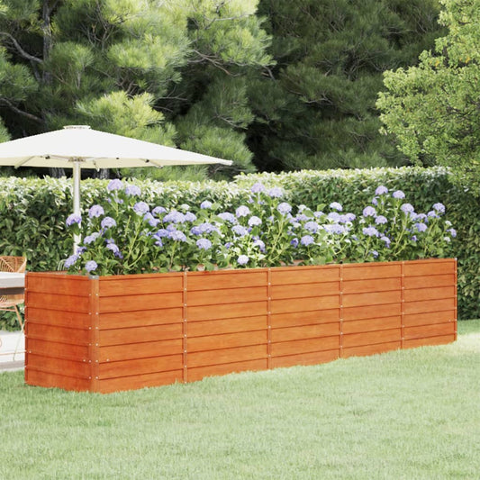 Jardinière surélevée rouillée 400x80x77 cm en acier Corten