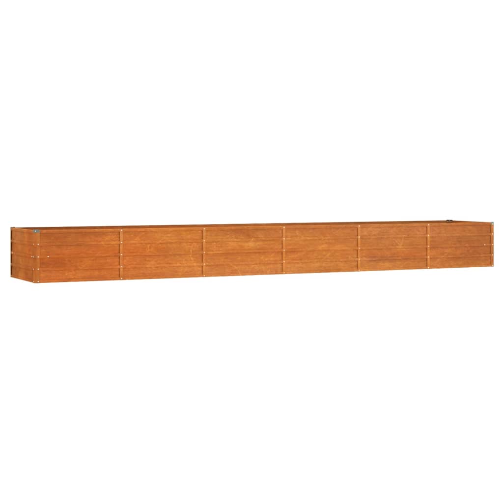 Jardinière surélevée rouillée 480x80x45 cm en acier Corten