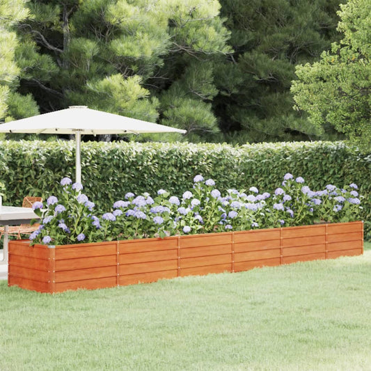 Jardinière surélevée rouillée 480x80x45 cm en acier Corten