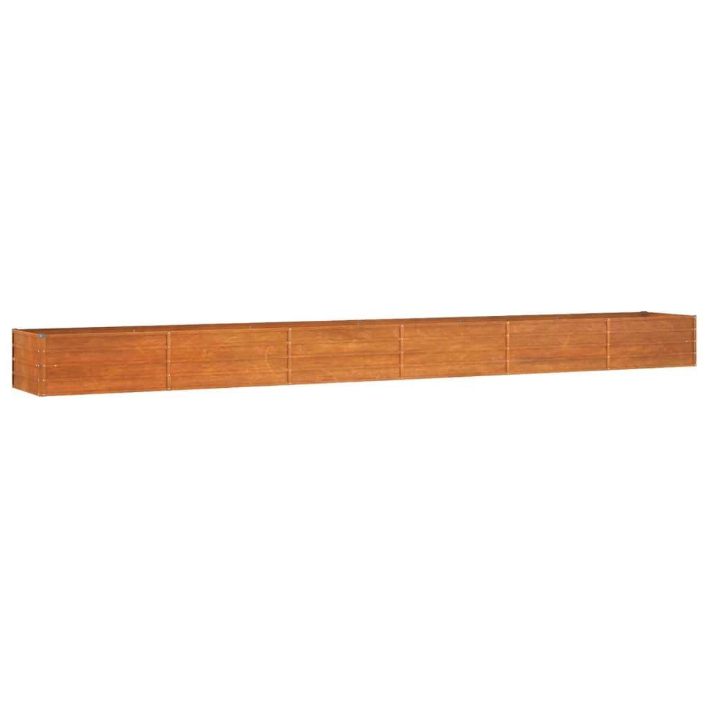 Jardinière surélevée rouillée 600x80x45 cm en acier Corten