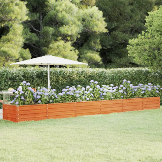 Jardinière surélevée rouillée 600x80x45 cm en acier Corten