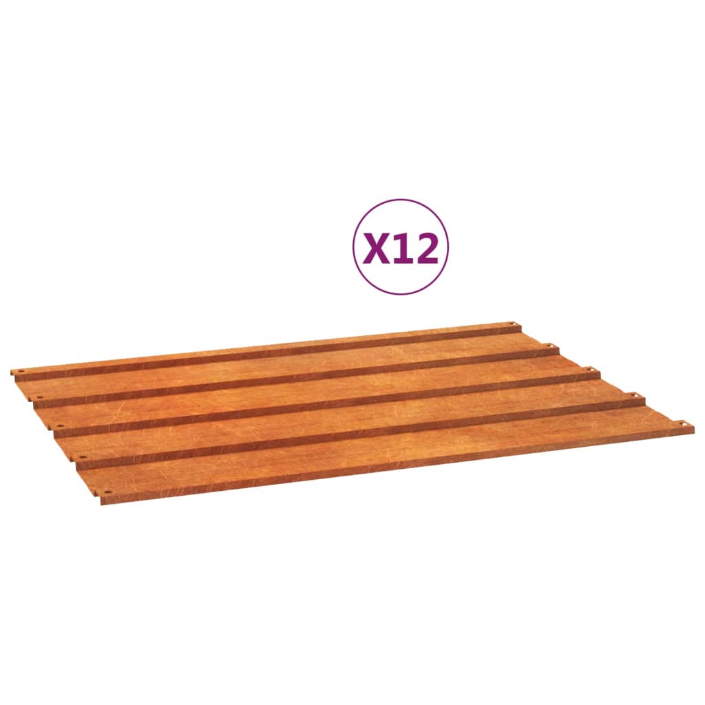 Dachplatten 12 Stk. Rostig 60x44 cm Cortenstahl