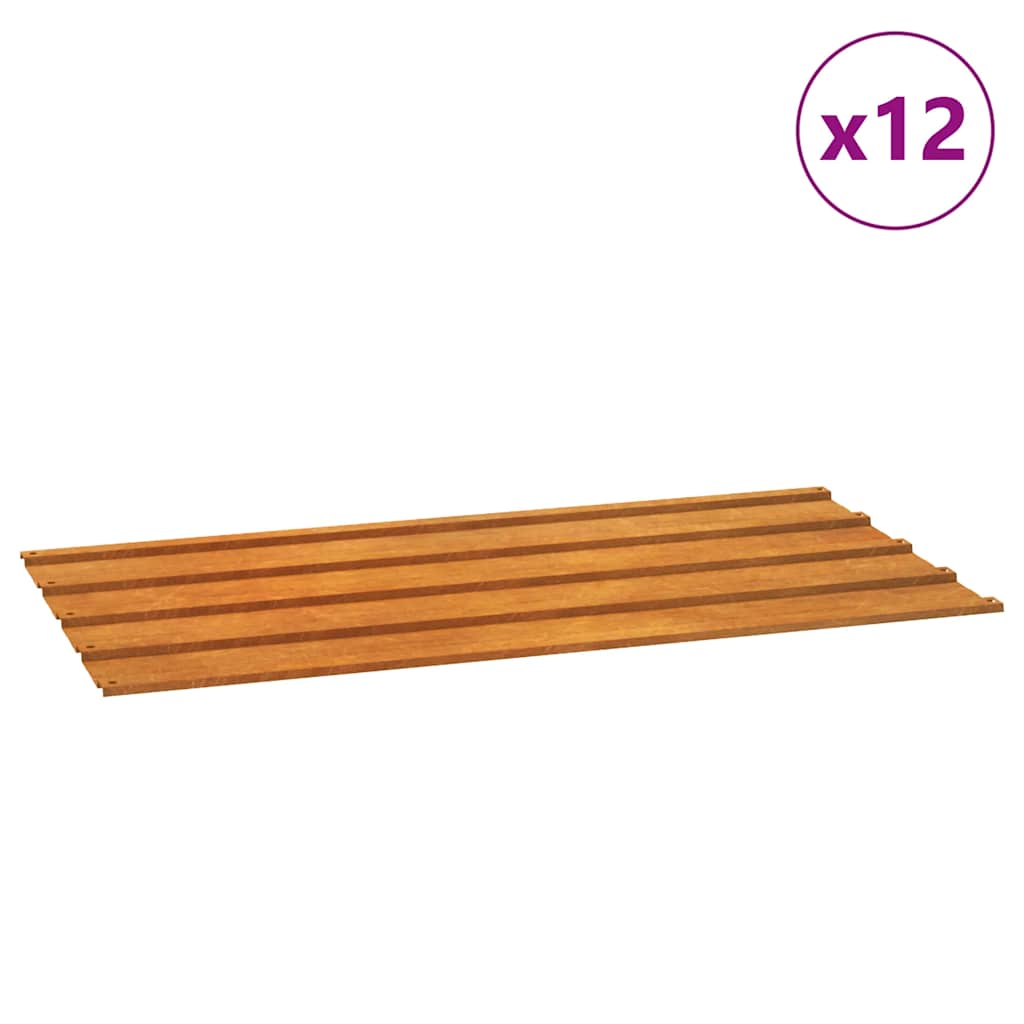 Dachplatten 12 Stk. Rostig 80x44 cm Cortenstahl