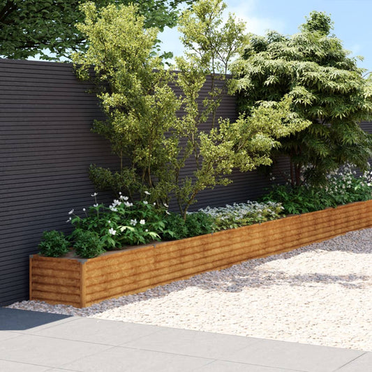 Jardinière surélevée 960x50x36 cm en acier Corten