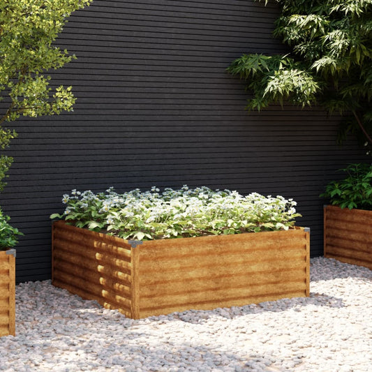 Jardinière surélevée 100x100x36 cm en acier Corten