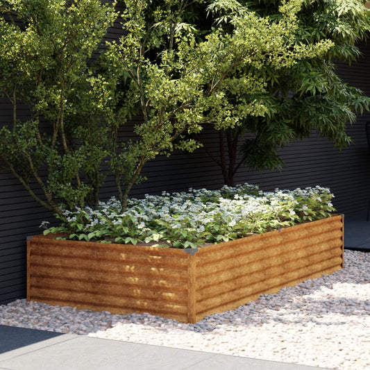 Jardinière surélevée 195x100x36 cm en acier Corten